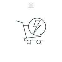 Flash Sale. shopping cart and lightning Icon symbol vector illustration isolated on white background