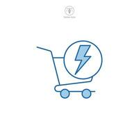 Flash Sale. shopping cart and lightning Icon symbol vector illustration isolated on white background