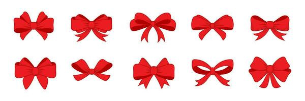 various cute red gift bow collection vector