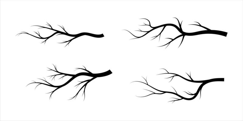 various tree branch silhouette collection