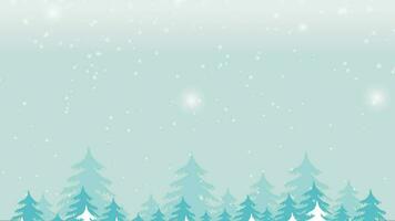 Merry Christmas Happy New With Snow Falling In Winter Forest Animation video