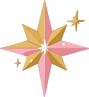 ai generiert ein Gold und Rosa Star mit ein Starburst bewirken png