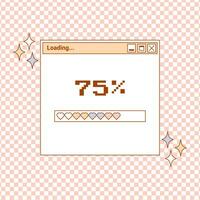 User Interface y2k sticker. Retro card browser, buttons, loading progress bar, notifications. Nostalgia pc elements and operating system. Delicate pastels vector illustration.