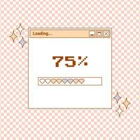 User Interface y2k sticker. Retro card browser, buttons, loading progress bar, notifications. Nostalgia pc elements and operating system. Delicate pastels vector illustration.