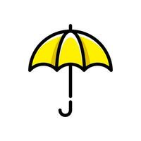 Simple Flat Yellow Umbrella Icon Illustration Design, Unique Umbrella Symbol With Outlined Style Template Vector