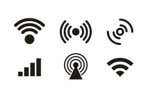 set of black signal icon design, various signal logo collection template vector