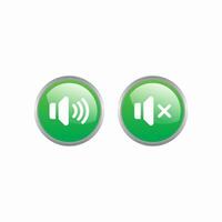 Simple Green Volume Icon Illustration Design, Modern Audio Button Symbol with Glossy Effect Template Vector