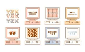 User Interface y2k stickers. Retro personal computers icon in flat style. Nostalgia pc elements and operating system. Delicate pastels vector illustration.