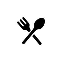 crossed spoon and fork icon illustration design, silhouette of spoon and fork symbol template vector