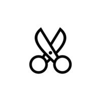 Simple Flat Scissors Icon Illustration Design, Silhouette Scissors Symbol with Outlined Style Template Vector