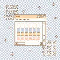 User Interface y2k sticker. Retro card browser Paint window, buttons. Nostalgia pc elements and operating system. Delicate pastels vector illustration.