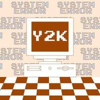 User Interface y2k card. Personal computer in flat style. Nostalgia pc elements and operating system. Delicate pastels vector illustration.
