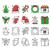 cute christmas vector element collection in outlined style