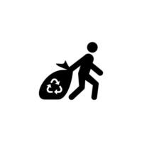 illustration of a person dragging a trash bag vector