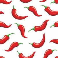 Red Hot Chili Pepper Seamless Pattern on White Background Design Template Vector