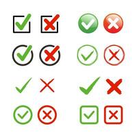 check mark and cross symbol collection vector