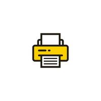 Simple Yellow Printer Icon Illustration Design, Clean Printer Symbol with Outlined Style Template Vector