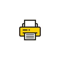 Simple Yellow Printer Icon Illustration Design, Clean Printer Symbol with Outlined Style Template Vector