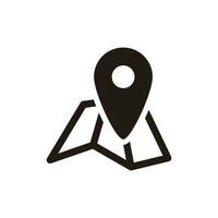 Simple Flat Black Location Icon Illustration Design, Silhouette Map Address Symbol With Outlined Style Template Vector