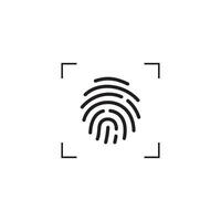 Simple Flat Fingerprint Icon Illustration Design, Fingerprint Scan Symbol Template Vector