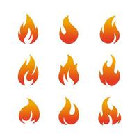 set of simple fire icon illustration design, modern flame symbol template vector