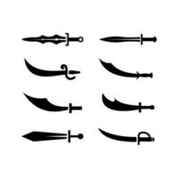 set of simple sword icon design, flat sword symbol collection template vector