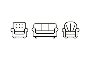 Set of Simple Chair Icon Illustration Design, Chair Symbol Collection With Outlined Style Template Vector