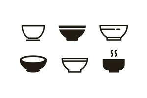 Set of Simple Various Bowl Icon Illustration Design, Silhouette of Bowl Symbol Collection Template Vector