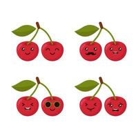 Cute cherry fruit character set Illustration Design Template Vector