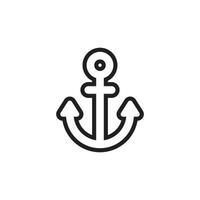 Simple Flat Anchor Icon Illustration Design, Silhouette of Anchor Symbol with Outlined Style Template Vector