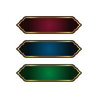 set of elegant islamic ribbon shape with golden frame vector
