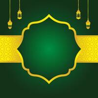 green islamic background design, islamic element with copy space template vector