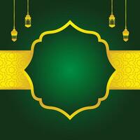 green islamic background design, islamic element with copy space template vector