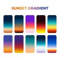 Set of Different Colorful Sunset Gradients Vector, Trendy Linear Gradients Template vector