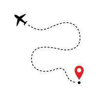 Simple Flat Plane Flight Route Illustration Design, Plane Flight Path Vector