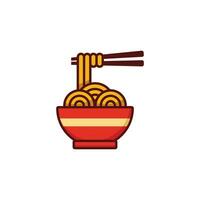 simple flat noodle icon with outlined style template vector