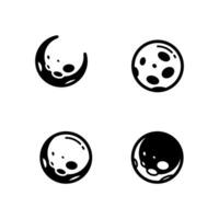 set of simple moon icon illustration vector, moon symbol collection vector