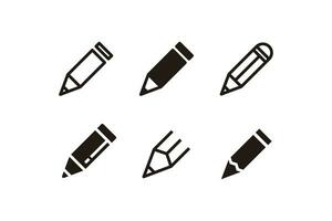 Set of Simple Flat Pencil Icon Illustration Design, Silhouette Pencil Symbol Collection With Outlined Style Template Vector