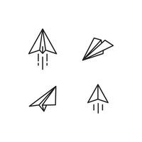 Set of Simple Flat Paper Plane Icon Illustration Design, Paper Plane Symbol Collection with Outlined Style Template Vector