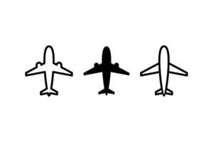 Simple Flat Plane Icon Illustration Design, Silhouette Plane Symbol Collection Template Vector