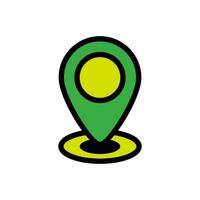 Simple Flat Green and Black Location Icon Illustration Design, Map Address Symbol with Outlined Style Template Vector