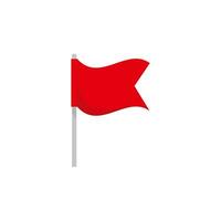 Simple Flat Red Waving Flag Icon Illustration Design, Cartoon of Red Flag Symbol Template Vector