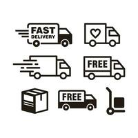 Set of Simple Flat Delivery Icon Illustration Design, Silhouette Delivery Icon Collection With Outlined Style Template Vector