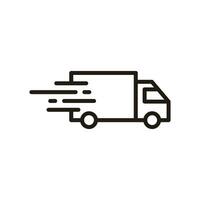 Simple Flat Delivery Icon Illustration Design, Silhouette Delivery Truck Symbol With Outlined Style Template Vector