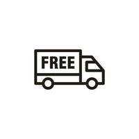 Set of Simple Flat Free Delivery Icon Illustration Design, Silhouette Delivery Truck Symbol With Outlined Style Template Vector