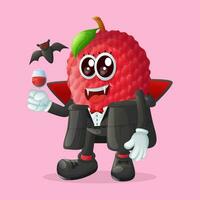 lychee character dressed as a vampire and holding a glass vector