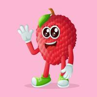 lychee character waving his hand vector