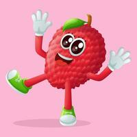 lychee character smiling with a happy expression vector