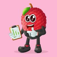 lychee character holding a clipboard vector