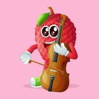 lychee character playing a cello vector